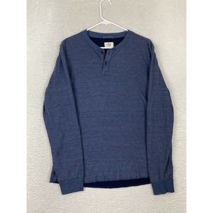 Marine Layer Henley Shirt Mens Medium Blue Red Stripe Long Sleeve Casual Outdoor